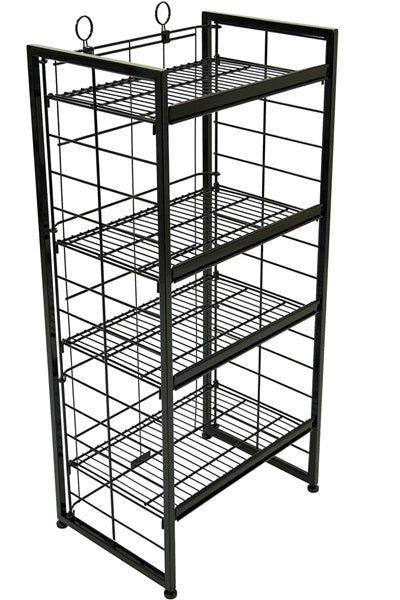 Adjustable 4 Shelf Black Fold-Up Wire Rack