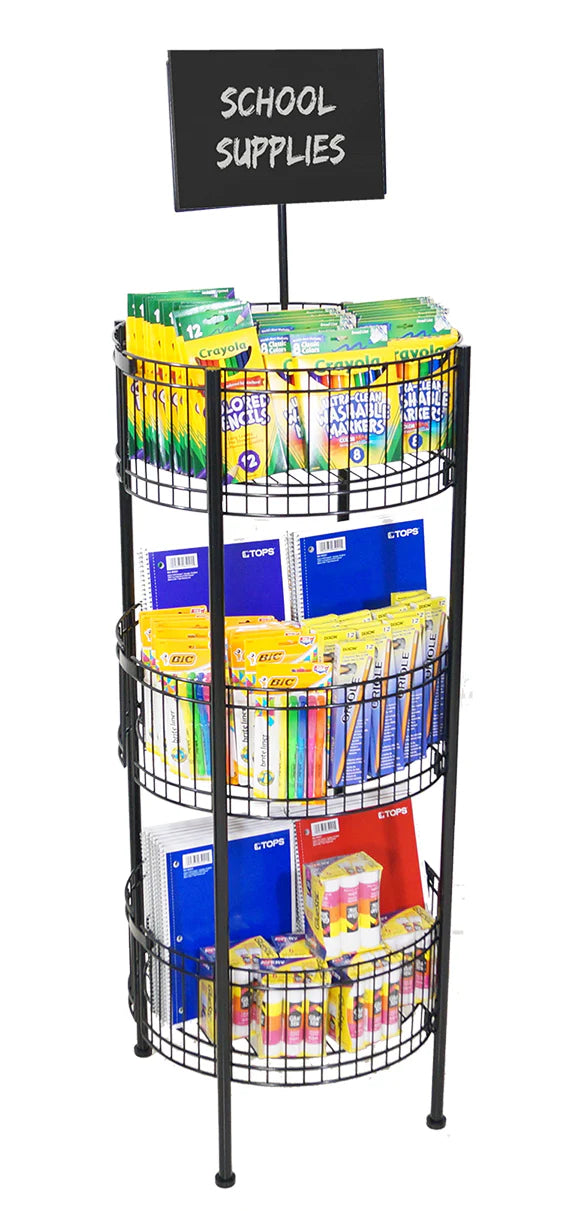 Black Round 3-Tier Basket Dump Bin