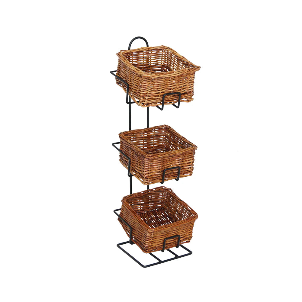 Willow Square Basket 3-Tier Counter Stand